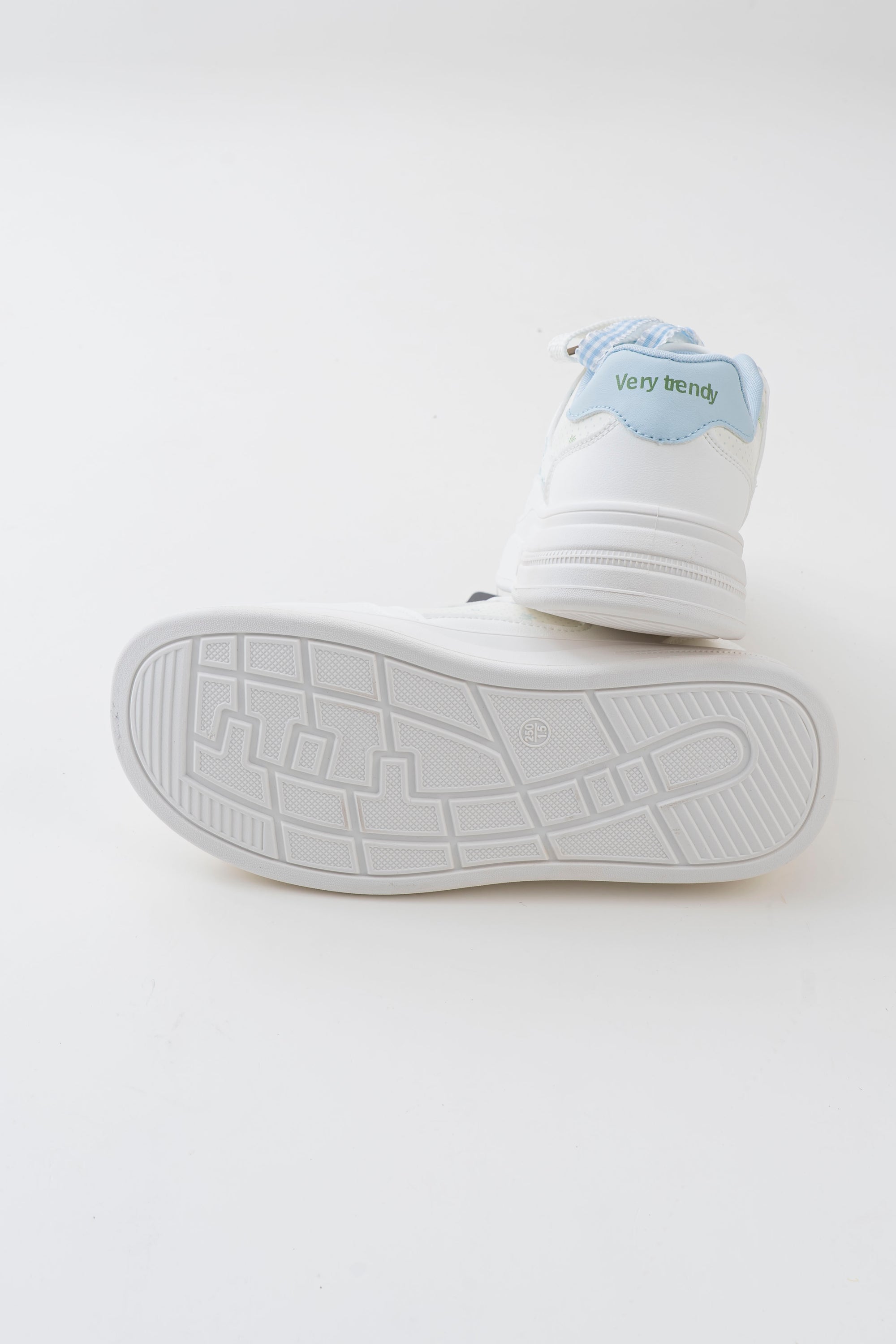 Women's White & Blue Platform Sneakers with Ribbon Bows