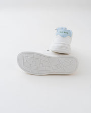 Women's White & Blue Platform Sneakers with Ribbon Bows