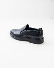 Men's Black Croc-Pattern Slip-On Formal Shoes