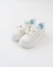 Women's White Platform Sneakers with Bow Detail