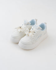 Women's White Platform Sneakers with Bow Detail