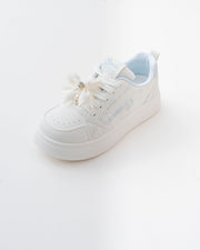 Women's White Platform Sneakers with Bow Detail