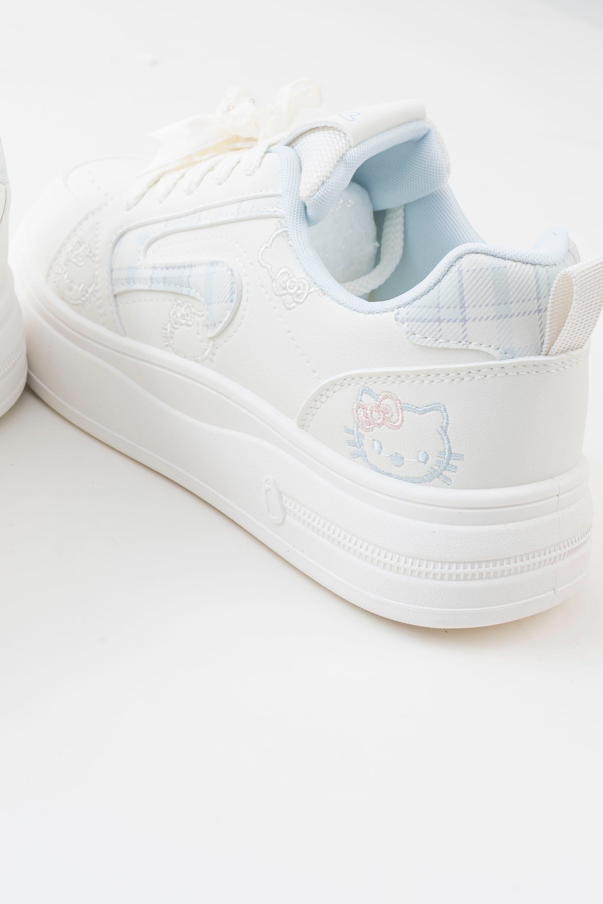 Women's White Platform Sneakers with Bow Detail