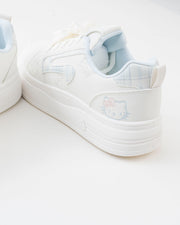 Women's White Platform Sneakers with Bow Detail