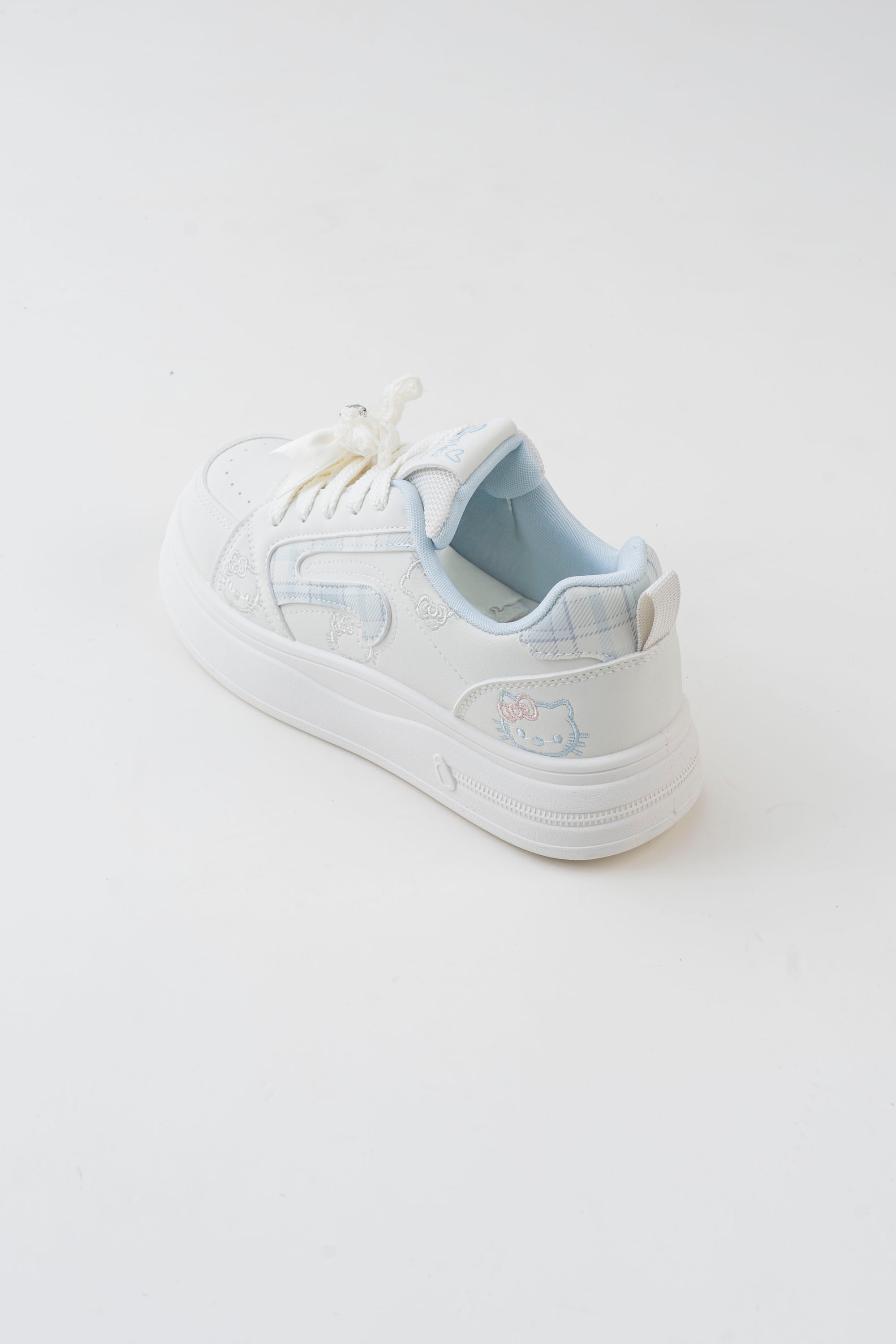 Women's White Platform Sneakers with Bow Detail
