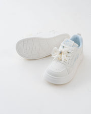 Women's White Platform Sneakers with Bow Detail