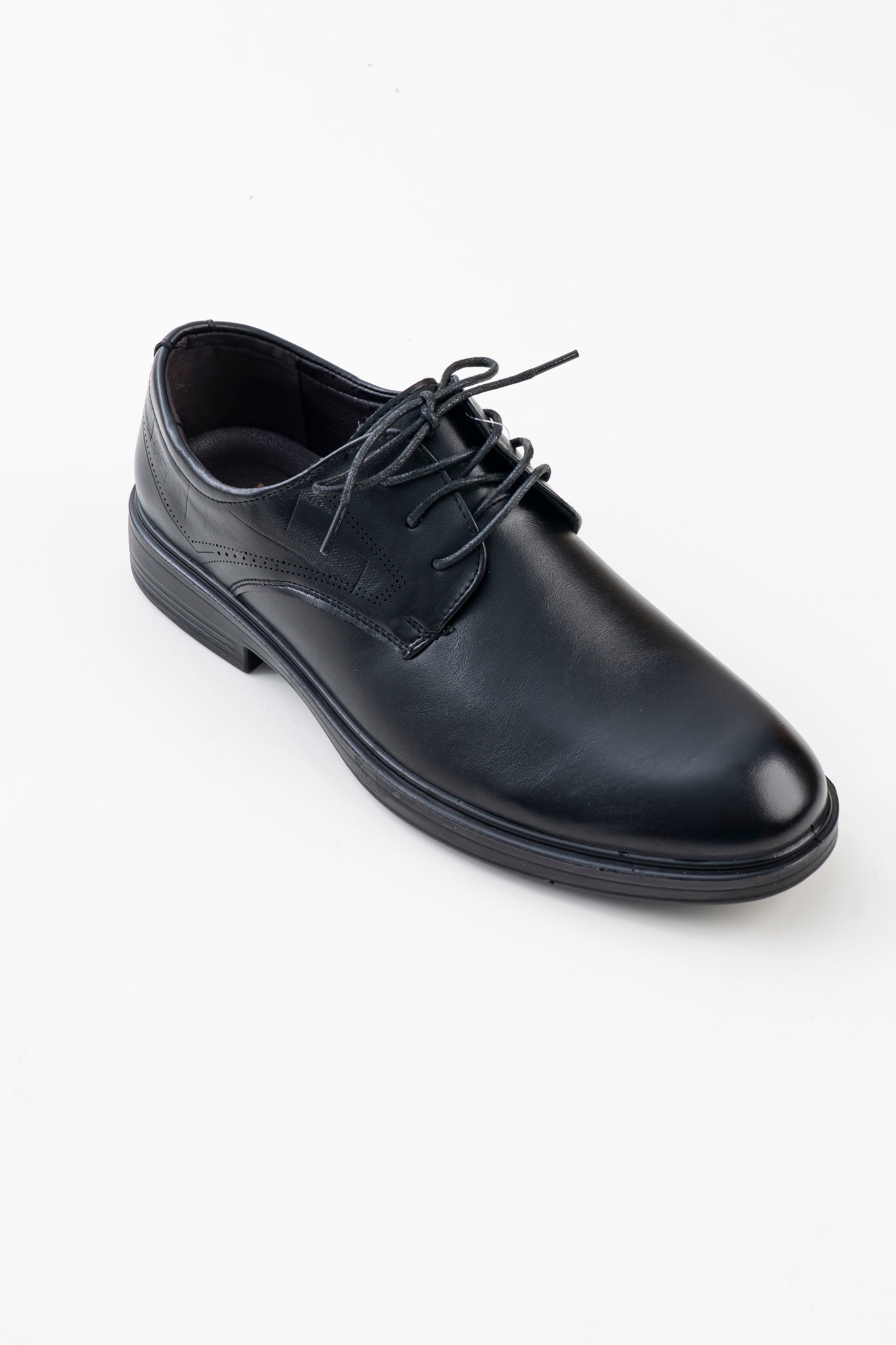Men's Black Plain-Toe Lace-Up Formal Shoes