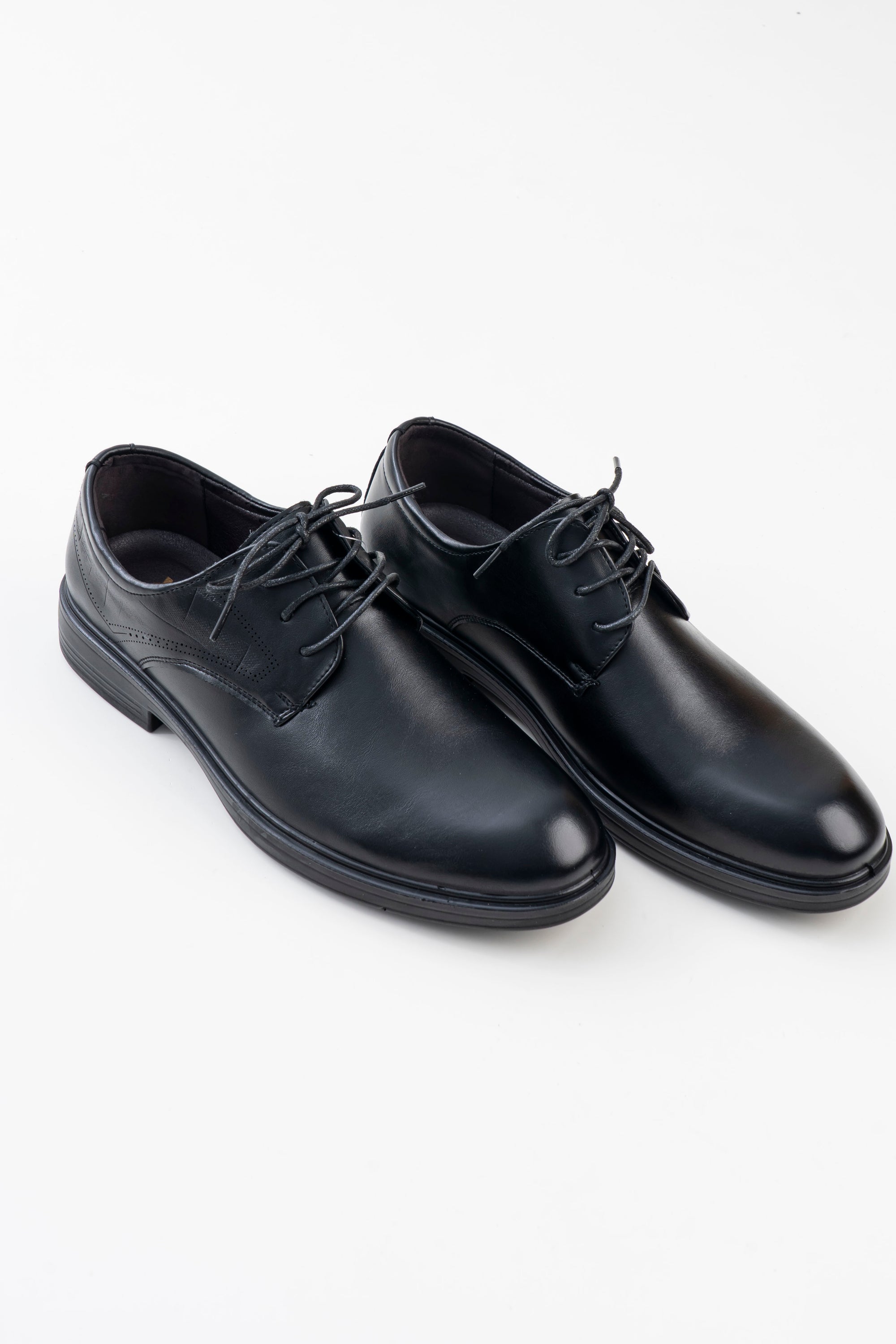 Men's Black Plain-Toe Lace-Up Formal Shoes