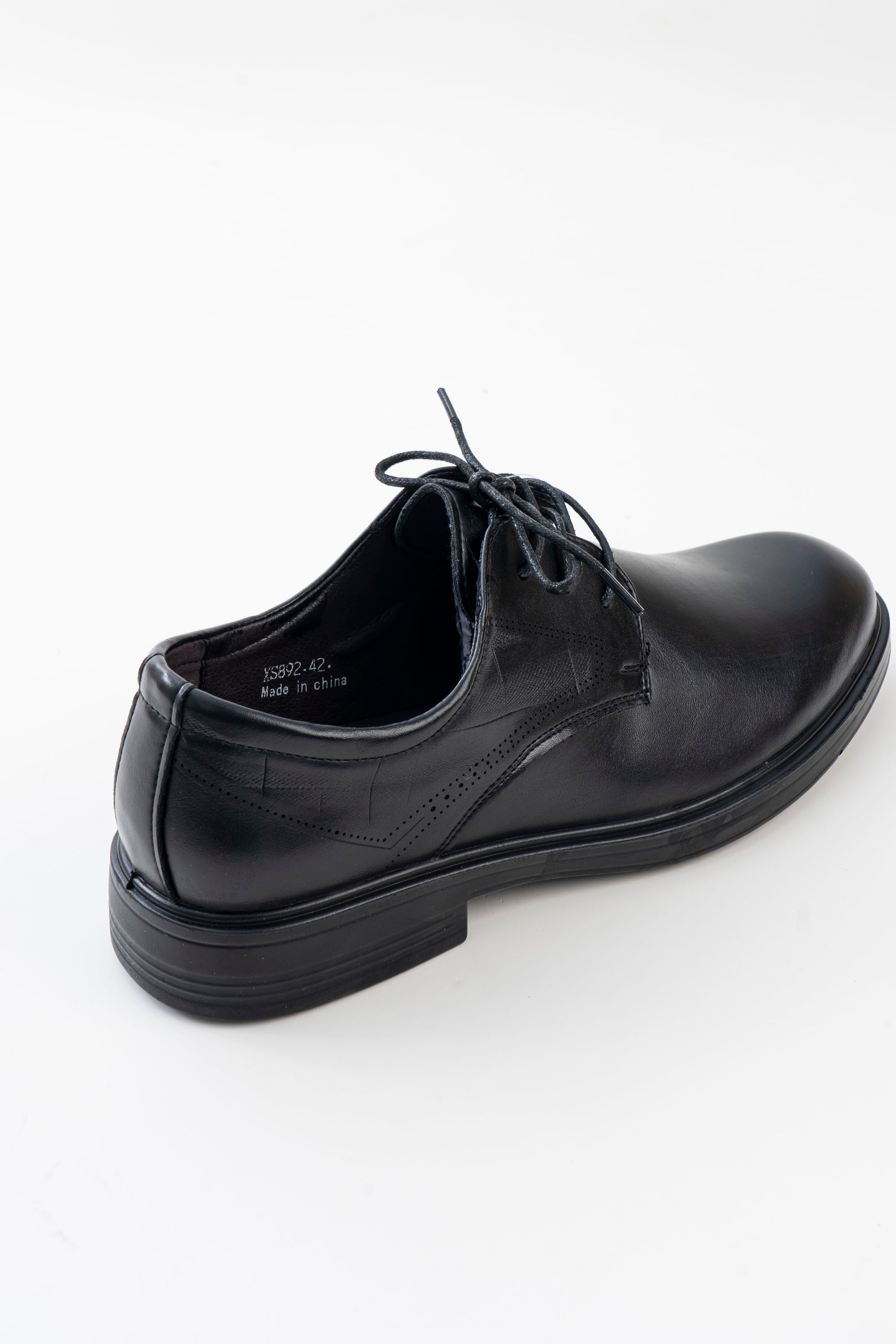 Men's Black Plain-Toe Lace-Up Formal Shoes