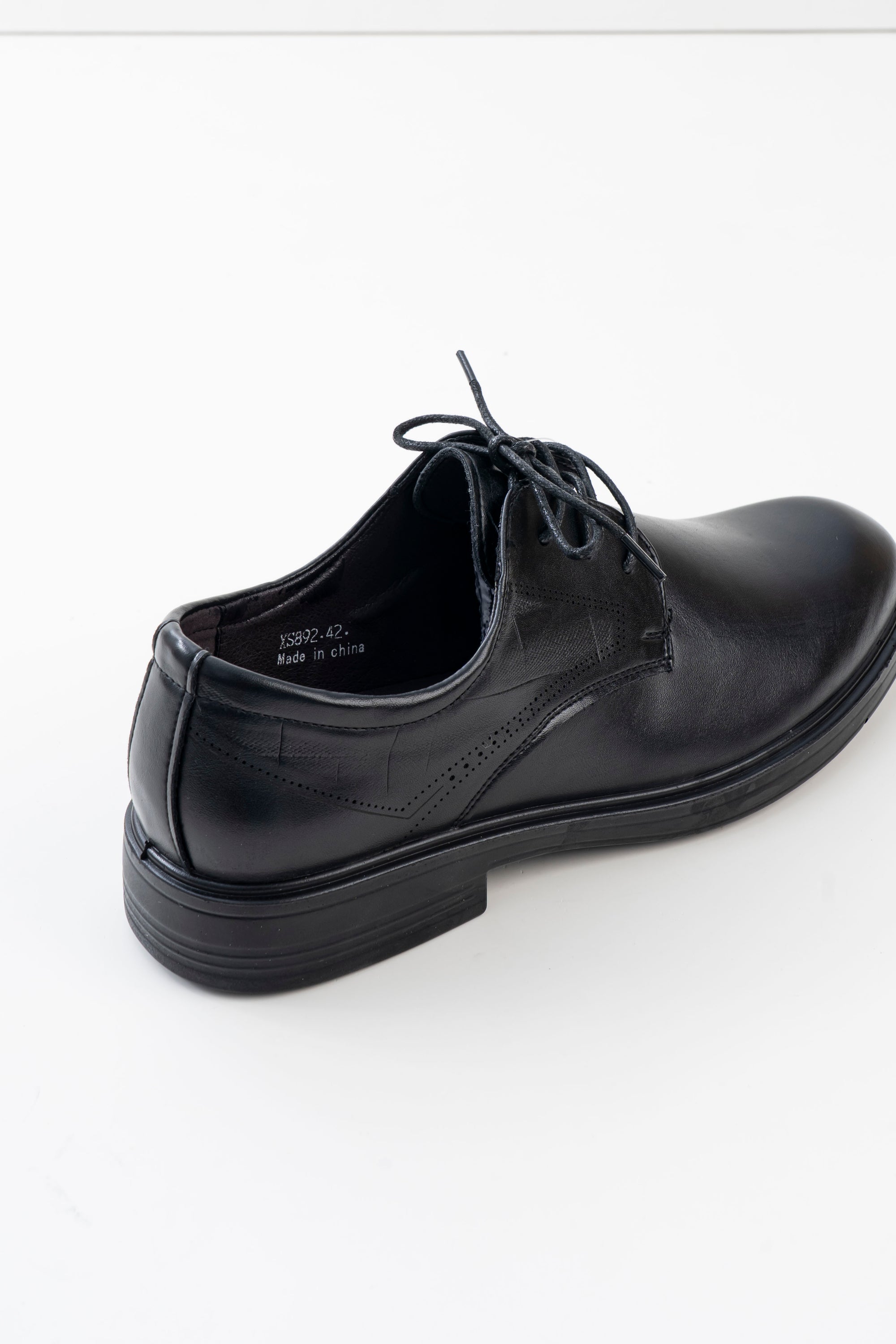 Men's Black Plain-Toe Lace-Up Formal Shoes