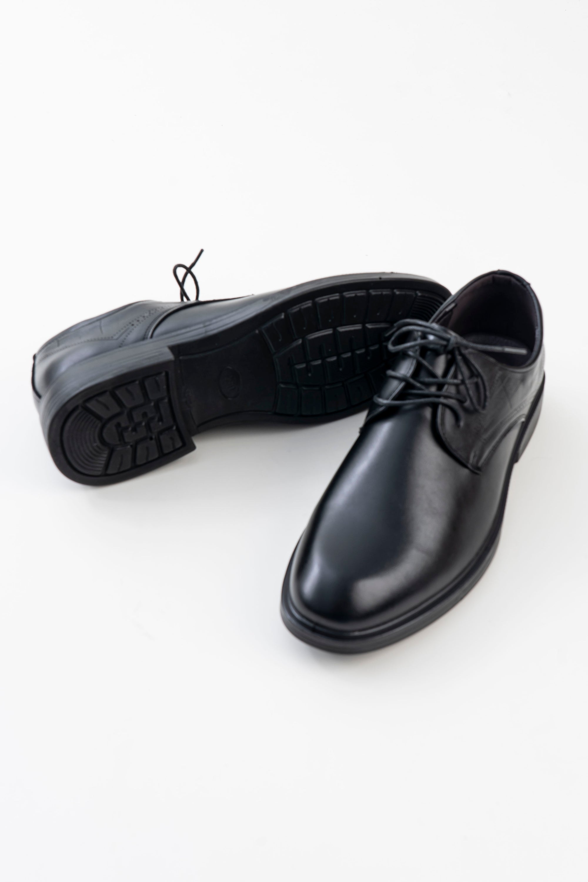 Men's Black Plain-Toe Lace-Up Formal Shoes
