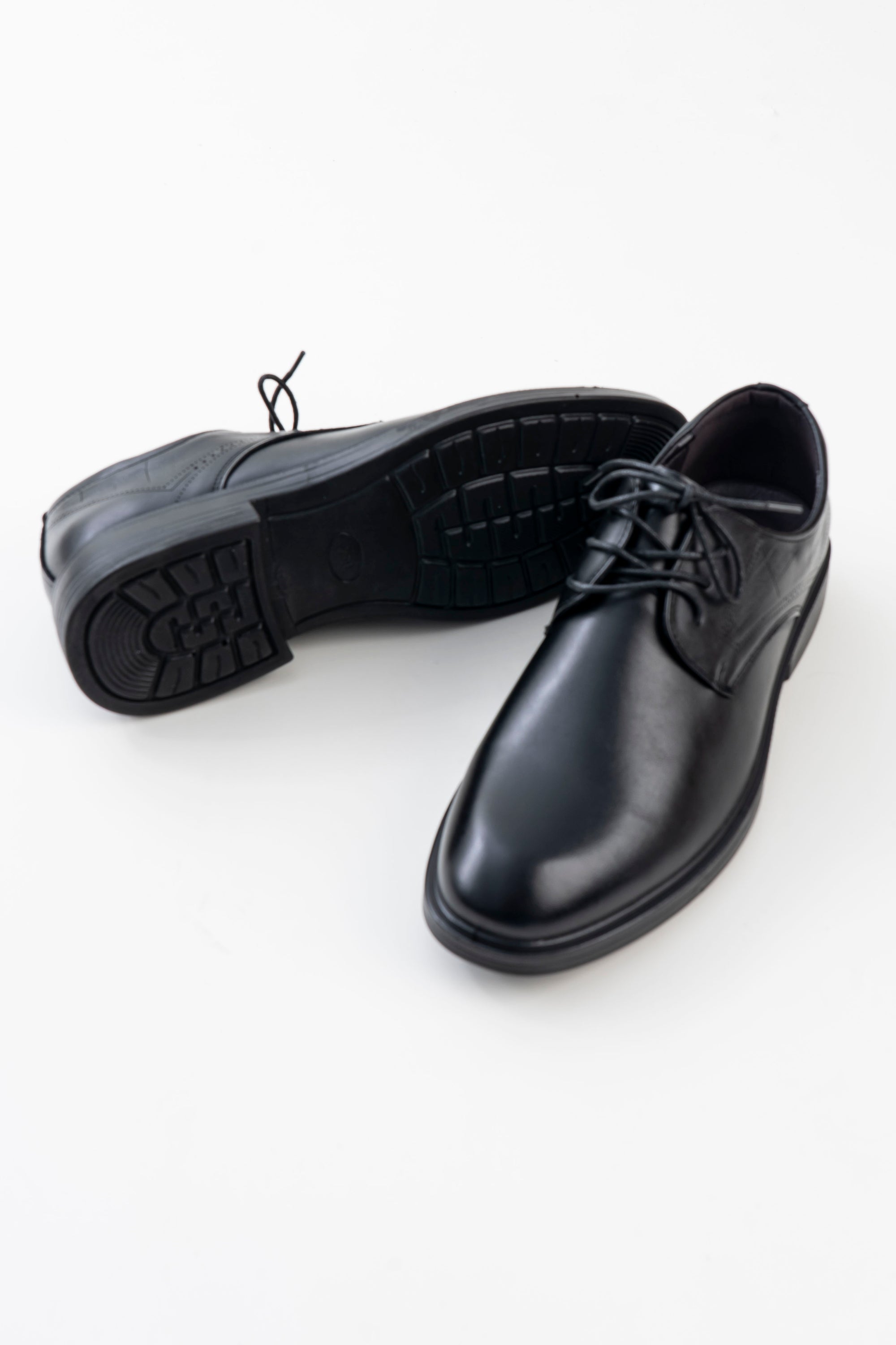 Men's Black Plain-Toe Lace-Up Formal Shoes