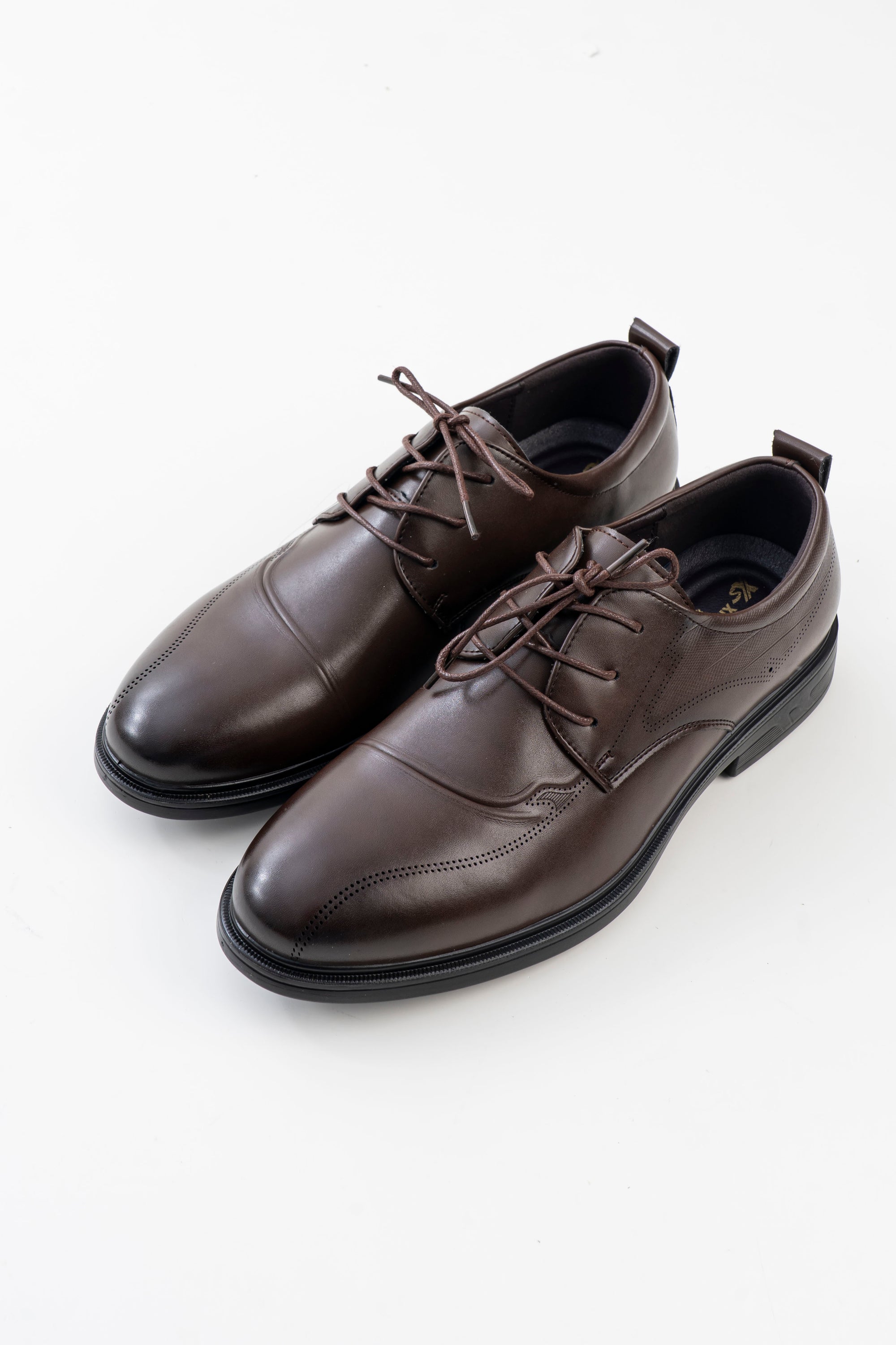 Men's Brown Brogue-Detail Lace-Up Formal Shoes