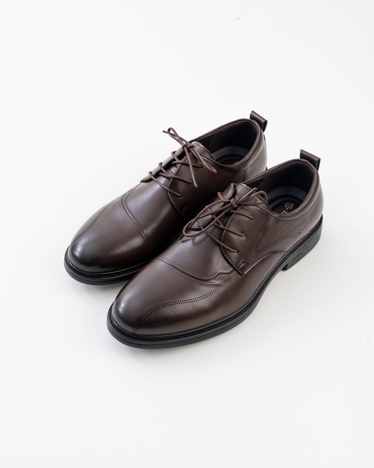 Pair of men's brown brogue-detail lace-up formal shoes