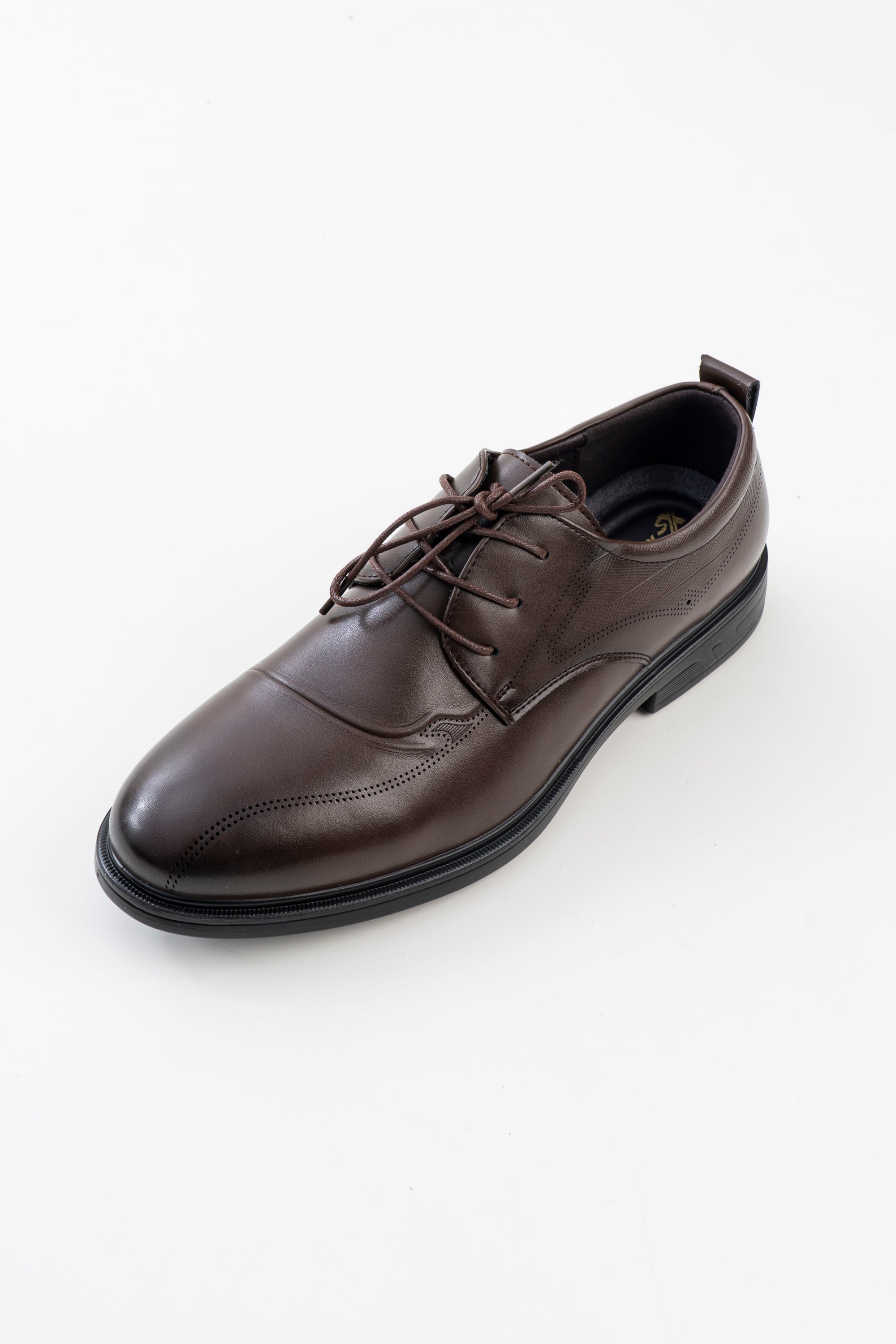 Men's Brown Brogue-Detail Lace-Up Formal Shoes