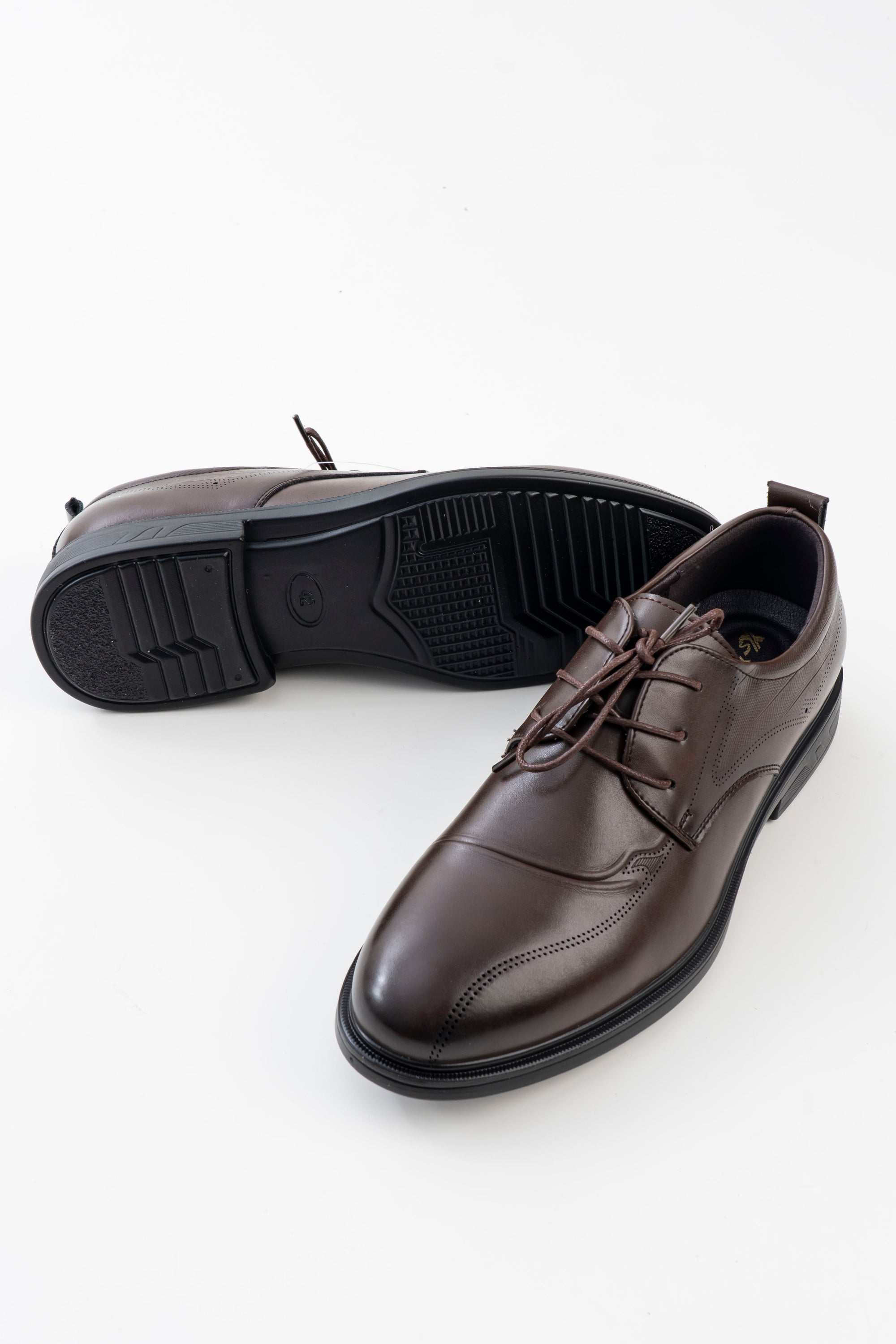 Men's Brown Brogue-Detail Lace-Up Formal Shoes