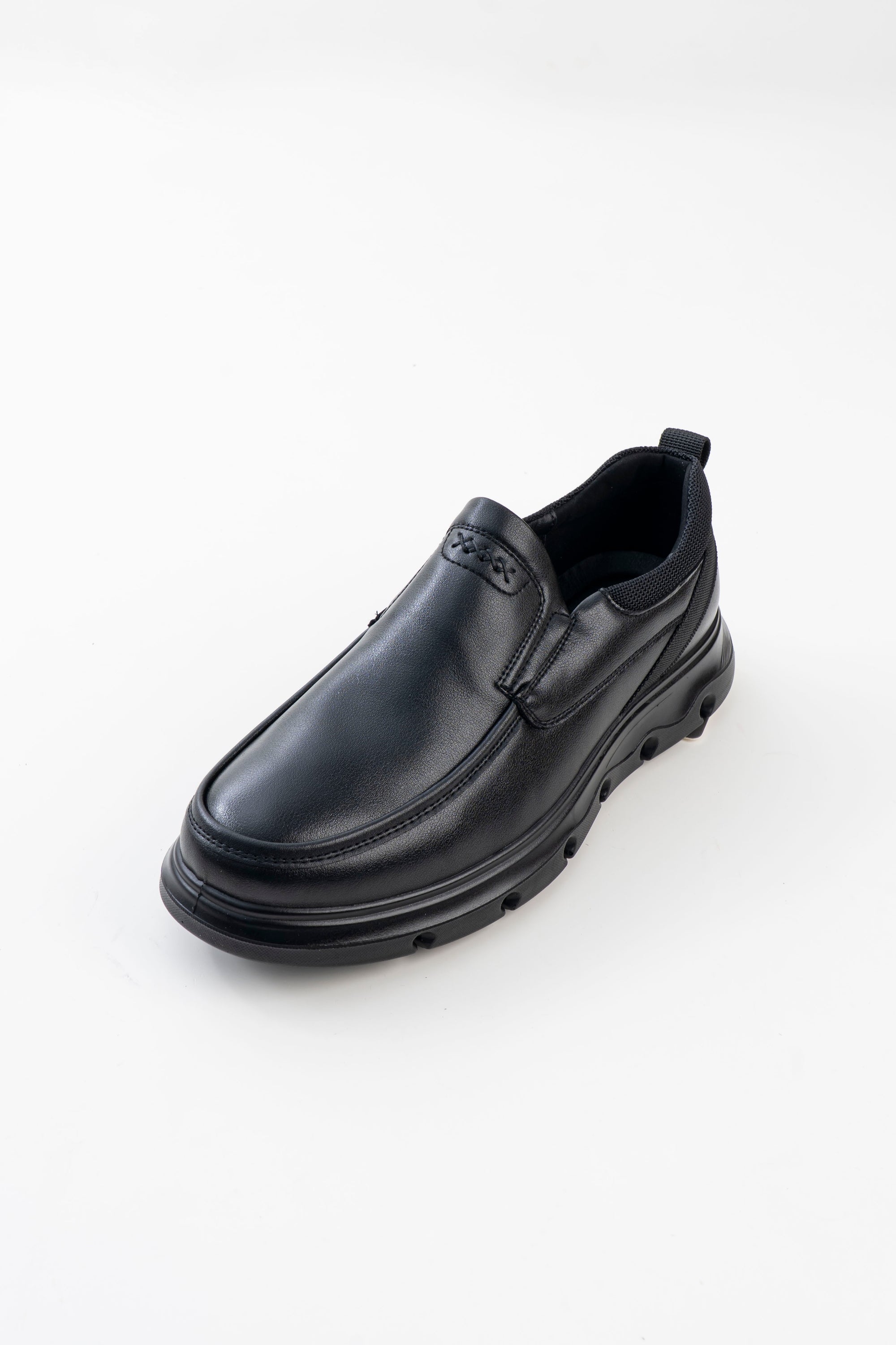 Men's Black Chunky-Sole Slip-On Casual Shoes