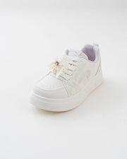 Women's White & Purple Bow Platform Sneakers