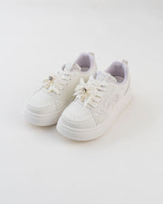 Women's White & Purple Bow Platform Sneakers