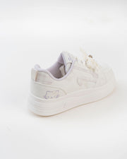 Women's White & Purple Bow Platform Sneakers
