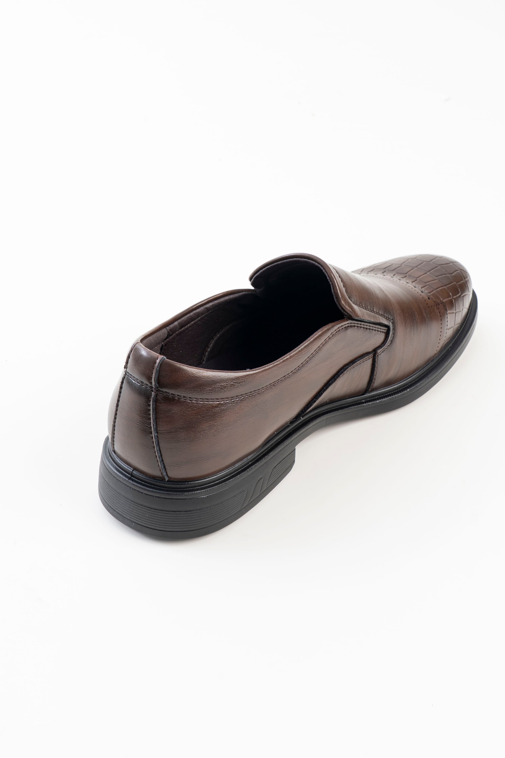 Men's Brown Croc-Pattern Slip-On Formal Shoes