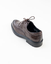 Men's Brown Croc-Pattern Lace-Up Formal Shoes