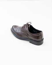 Men's Brown Croc-Pattern Lace-Up Formal Shoes