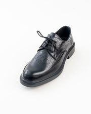 Men's Black Croc-Pattern Lace-Up Formal Shoes