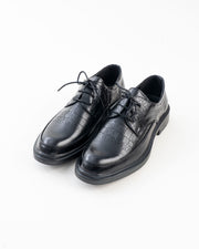 Men's Black Croc-Pattern Lace-Up Formal Shoes