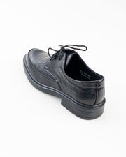 Men's Black Croc-Pattern Lace-Up Formal Shoes