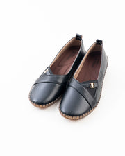 Wedge Comfort Flat Ladies Doctor Shoe - Black