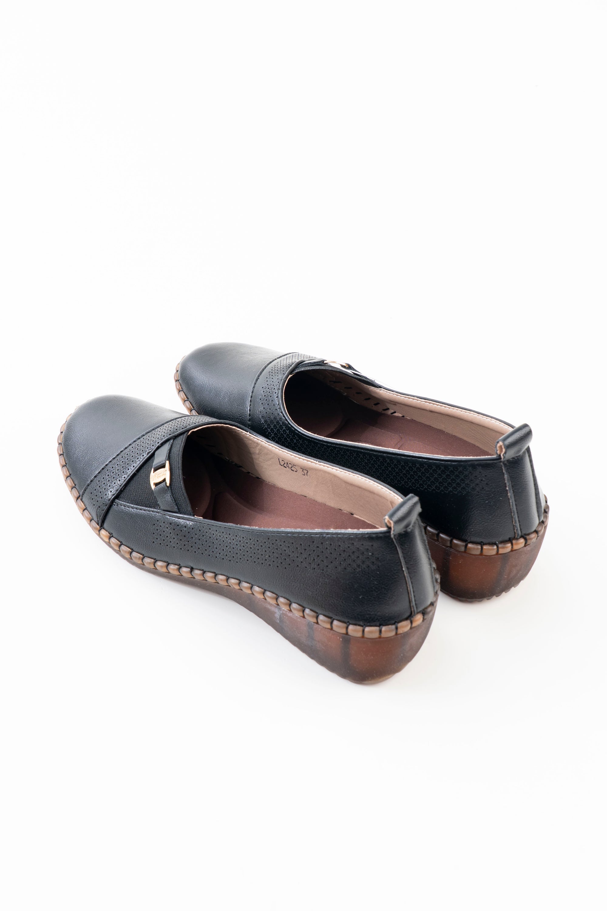 Wedge Comfort Flat Ladies Doctor Shoe - Black