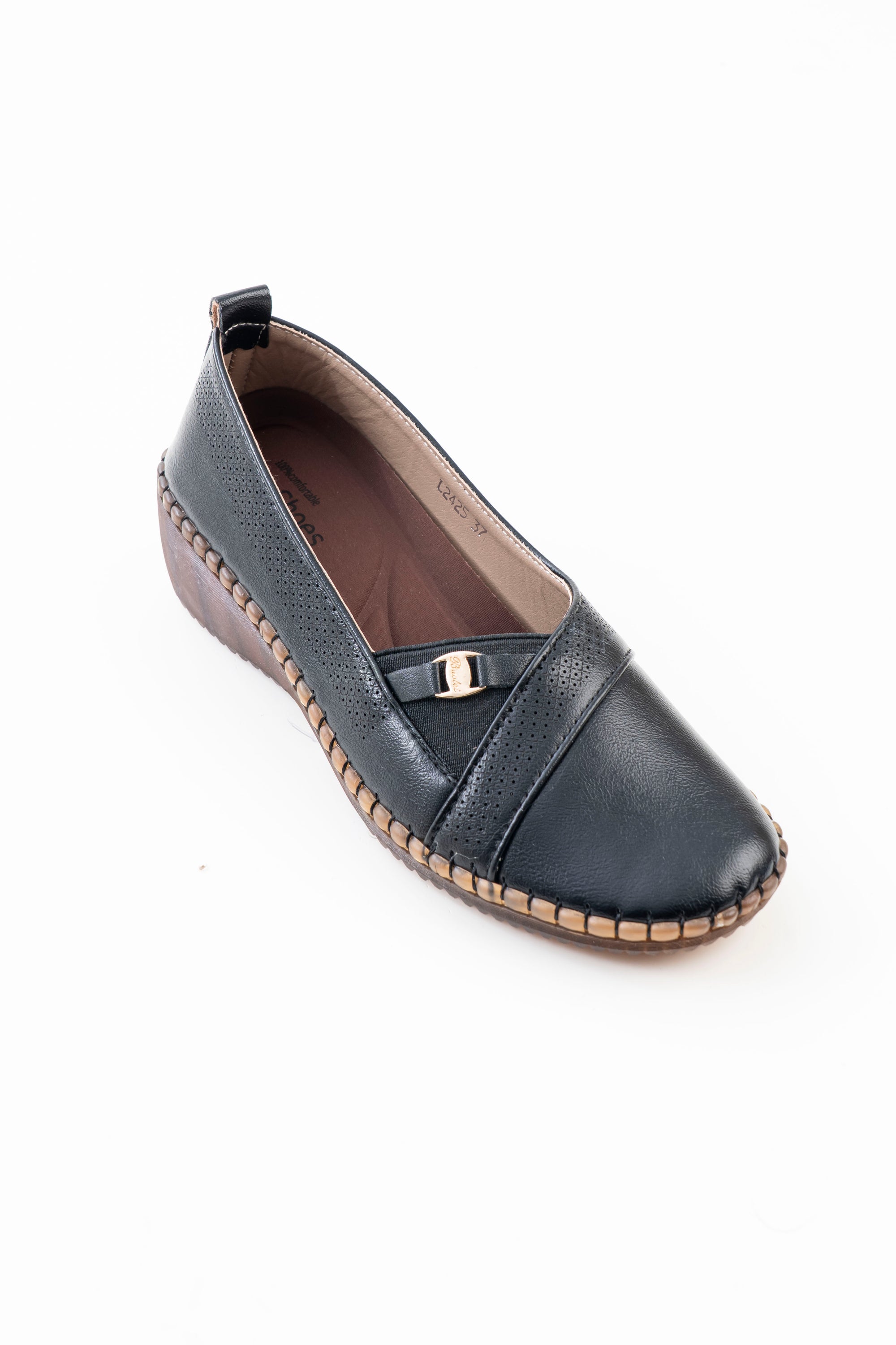 Wedge Comfort Flat Ladies Doctor Shoe - Black