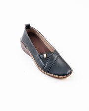Wedge Comfort Flat Ladies Doctor Shoe - Black