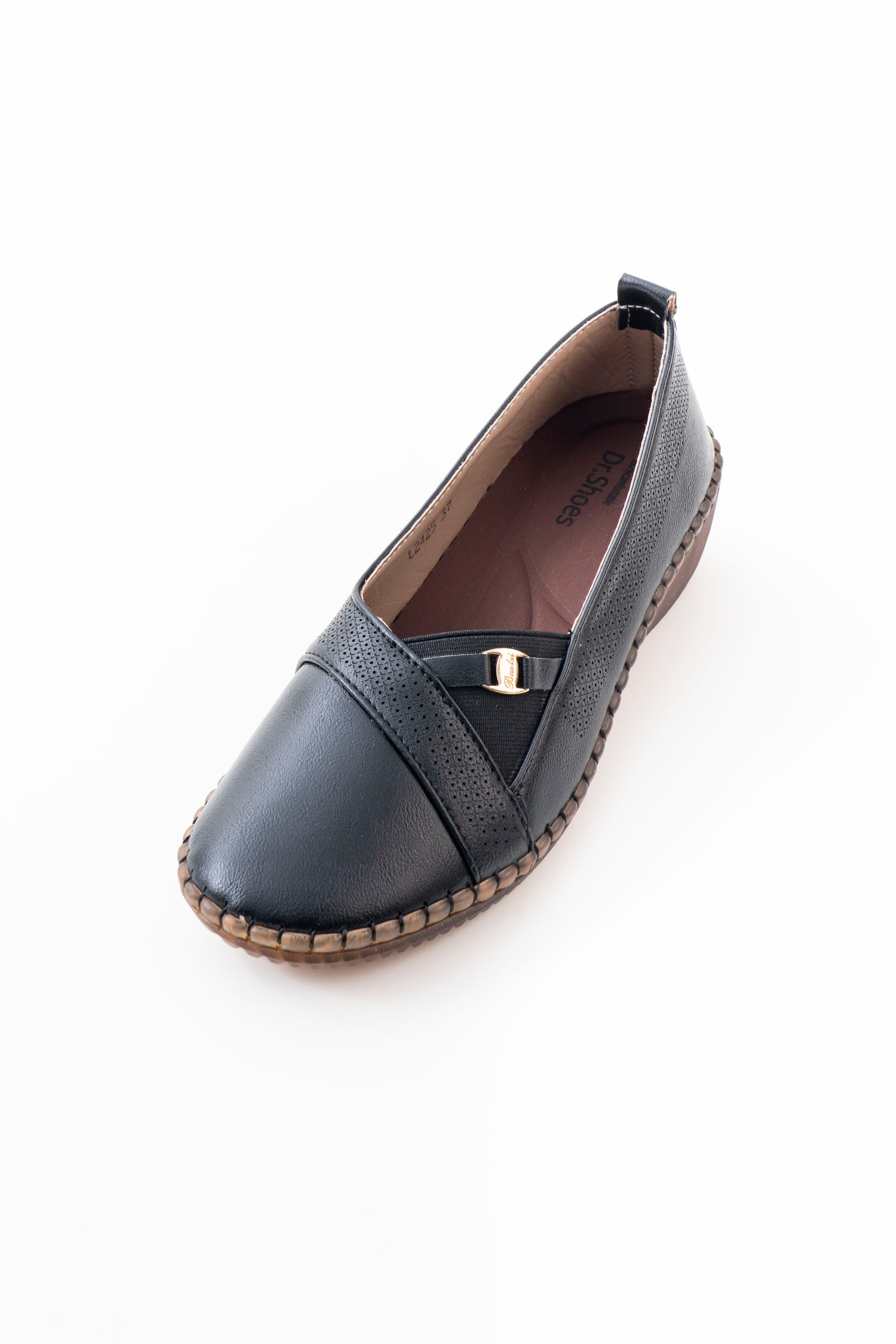 Wedge Comfort Flat Ladies Doctor Shoe - Black
