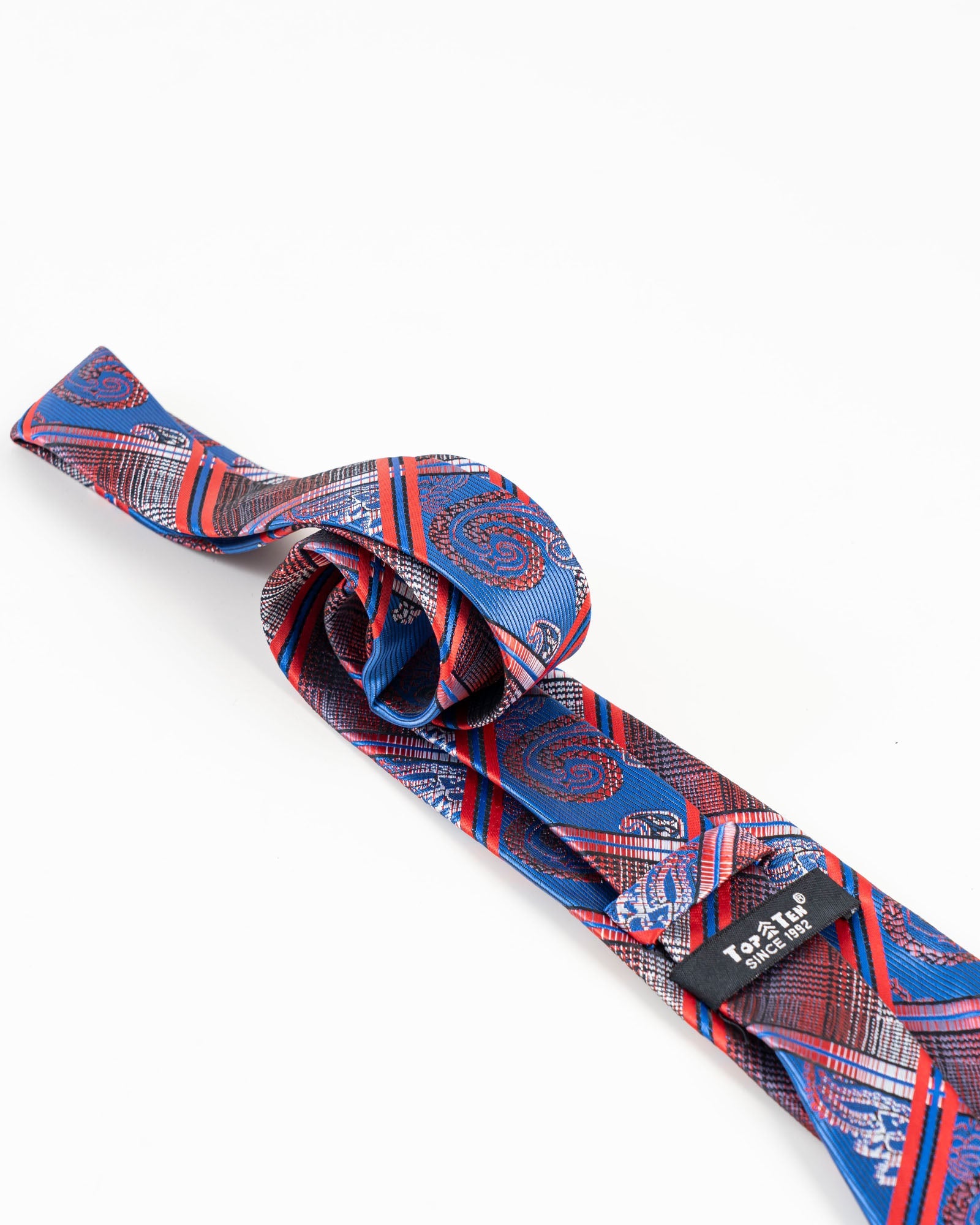 Blue & Red Plaid Paisley Patterned Tie Set