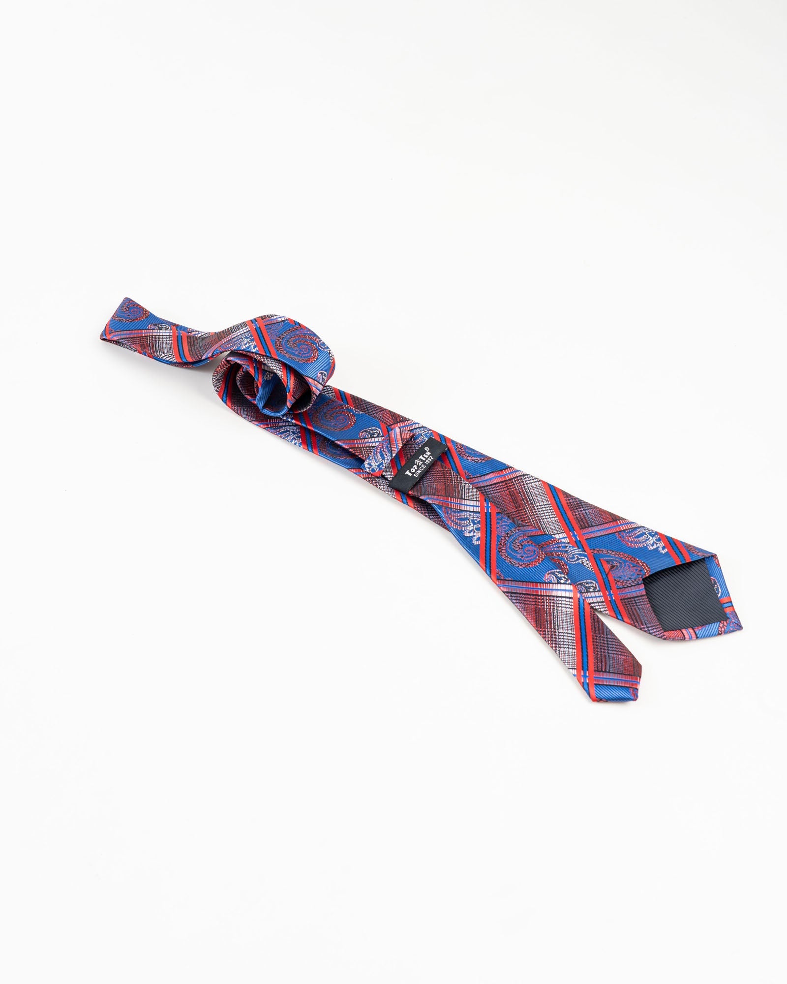 Blue & Red Plaid Paisley Patterned Tie Set