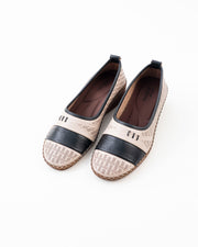 Perforated Wedge Comfort Flat Ladies - Cream