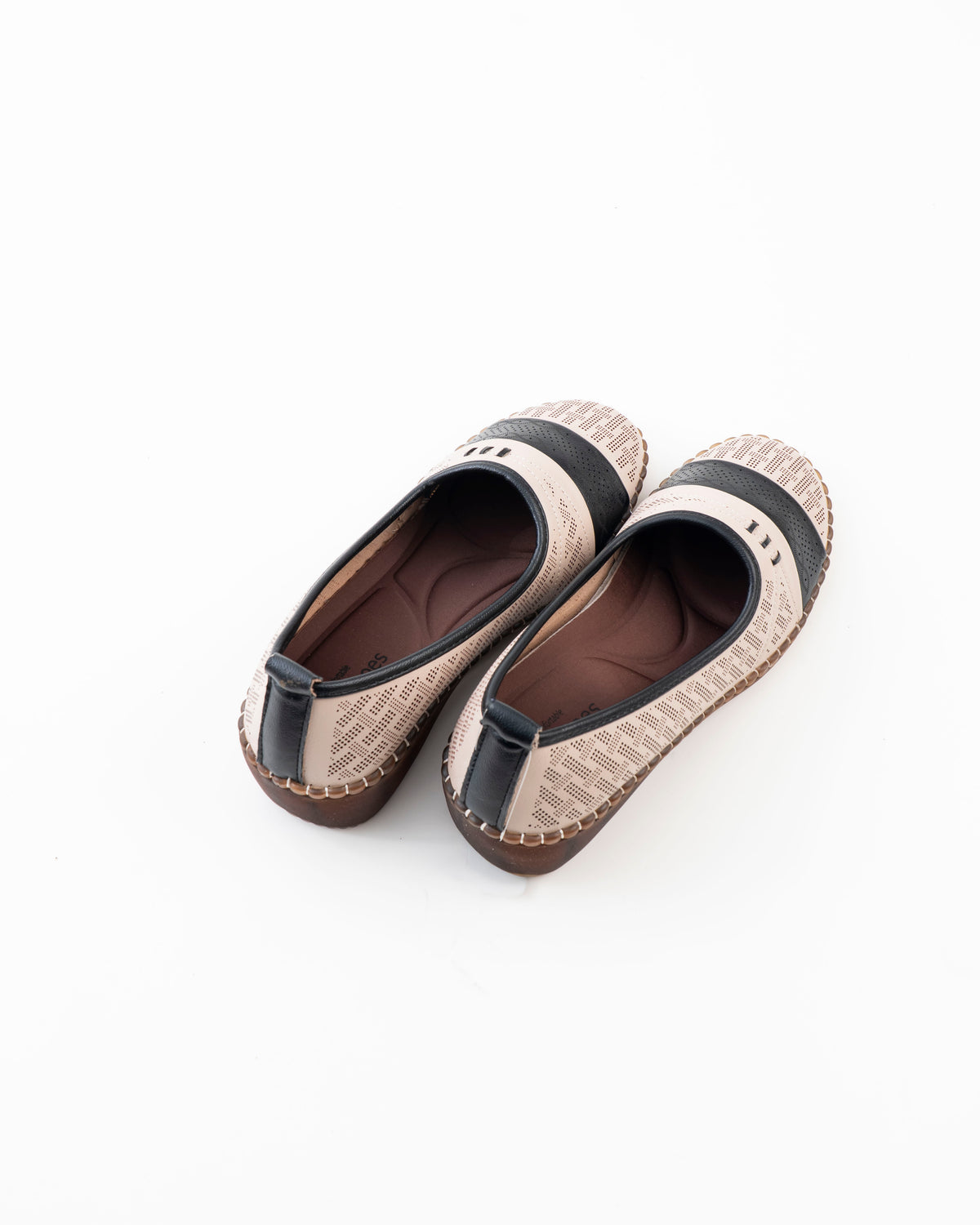 Perforated Wedge Comfort Flat Ladies - Cream