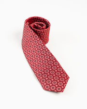 Red Geometric Diamond Patterned Tie Set