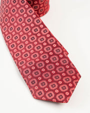 Red Geometric Diamond Patterned Tie Set