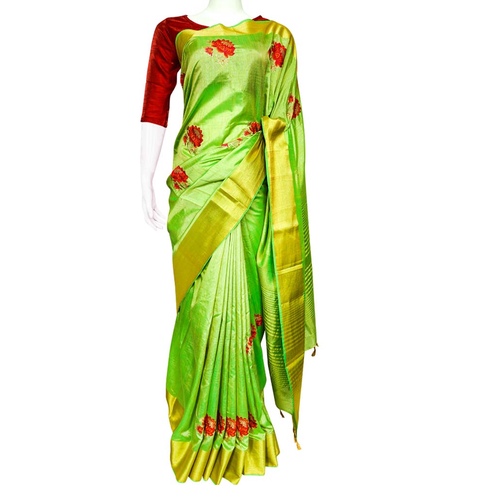 Sharee-26a Indian dupioni silk sharee with blous pcs - Image 1